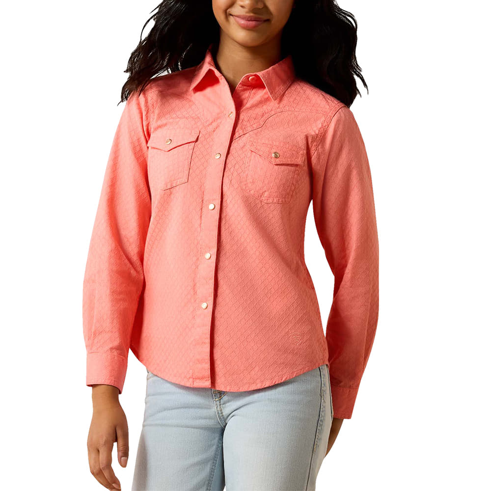 Ariat Apparel Ariat Girls Amanda Long Sleeve Shirt in Shell Pink