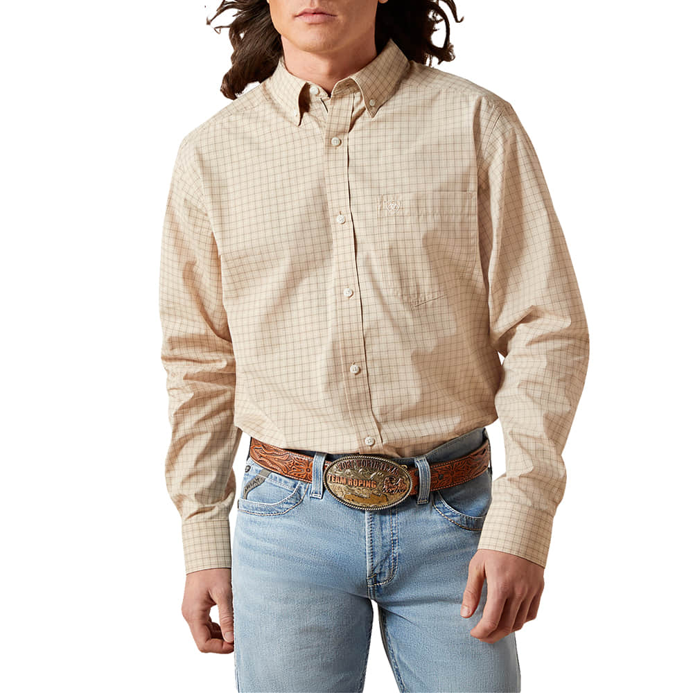 Ariat Apparel Ariat Men's Beige Pro Series Walt Long Sleeve Button-Down Shirt