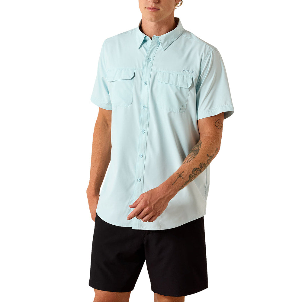 Ariat Apparel Ariat Men's Blue Glow Fitted VentTEK Outbound Short Sleeve Shirt