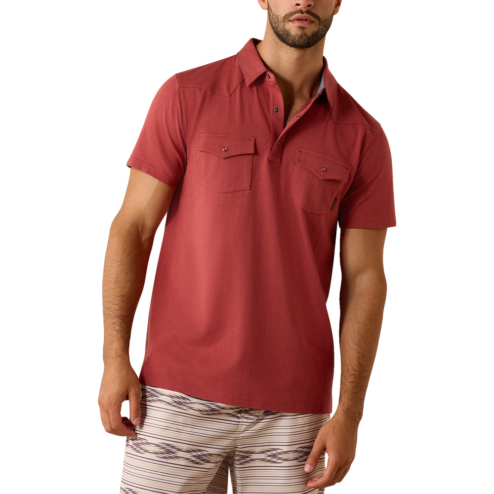 Ariat Apparel Ariat Men's Cowhide Retro Western Short Sleeve Polo