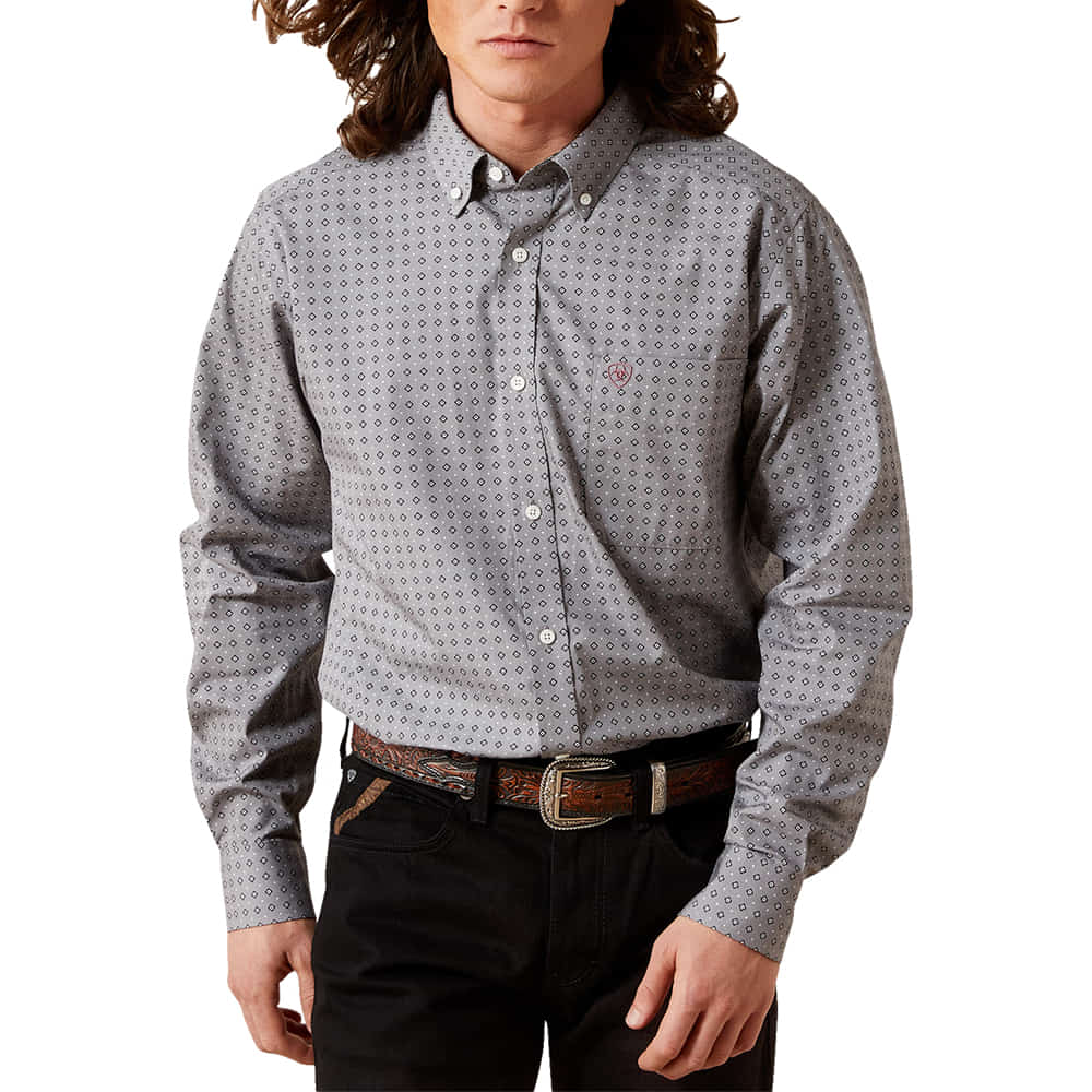 Ariat Apparel Ariat Men's Grey Anderson Wrinkle Free Fitted Shirt