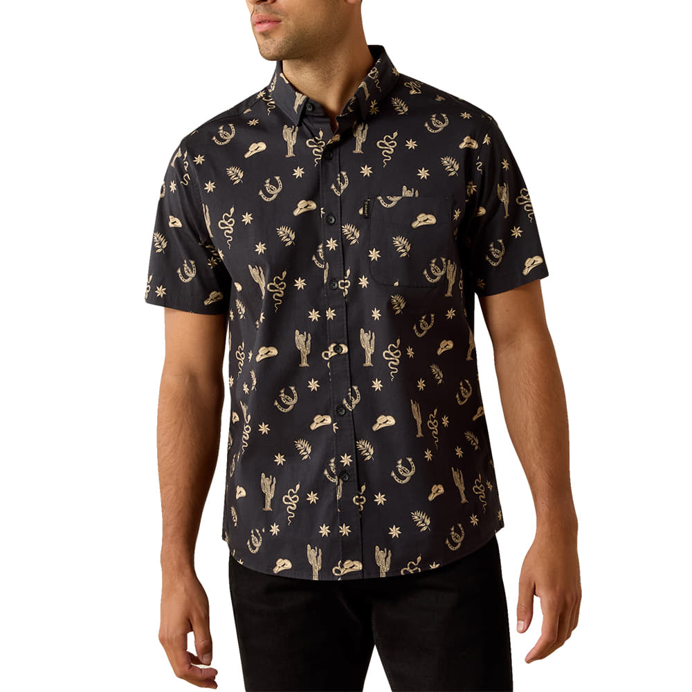Ariat Apparel Ariat Men's Mathais Modern Fit Short Sleeve Shirt in Black