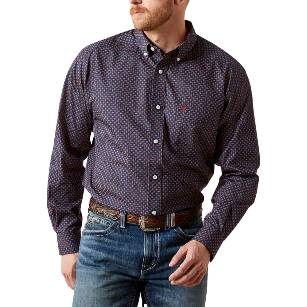 Ariat Apparel Ariat Men's Navy Briggs Classic Fit Wrinkle Free Shirt