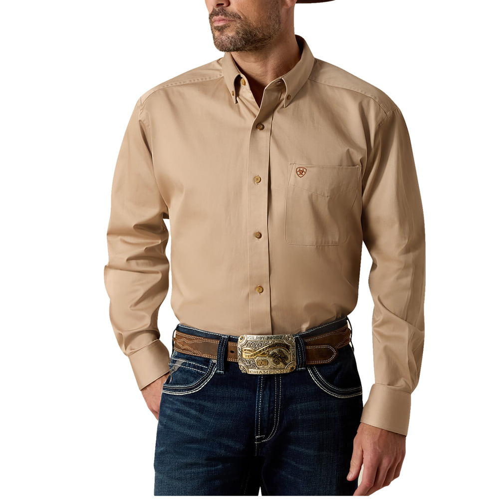 Ariat Apparel Ariat Men's Solid Twill Classic Fit Men's Shirt in Khaki
