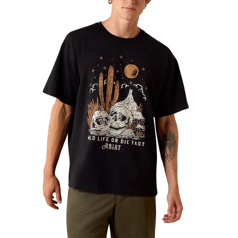 Ariat Apparel Ariat Wild Life Washed Black Boxy Men's Shirt