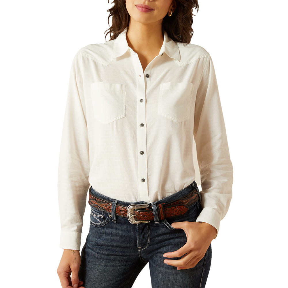 Ariat Apparel Ariat Women's Cloud Dancer Dobby Long Sleeve Button-Down Billie Jean Shirt