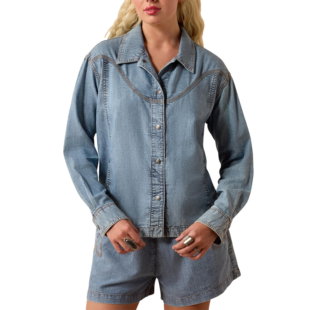 Ariat Apparel Ariat Women's Medium Blue Bonfire Snap Long Sleeve Shirt