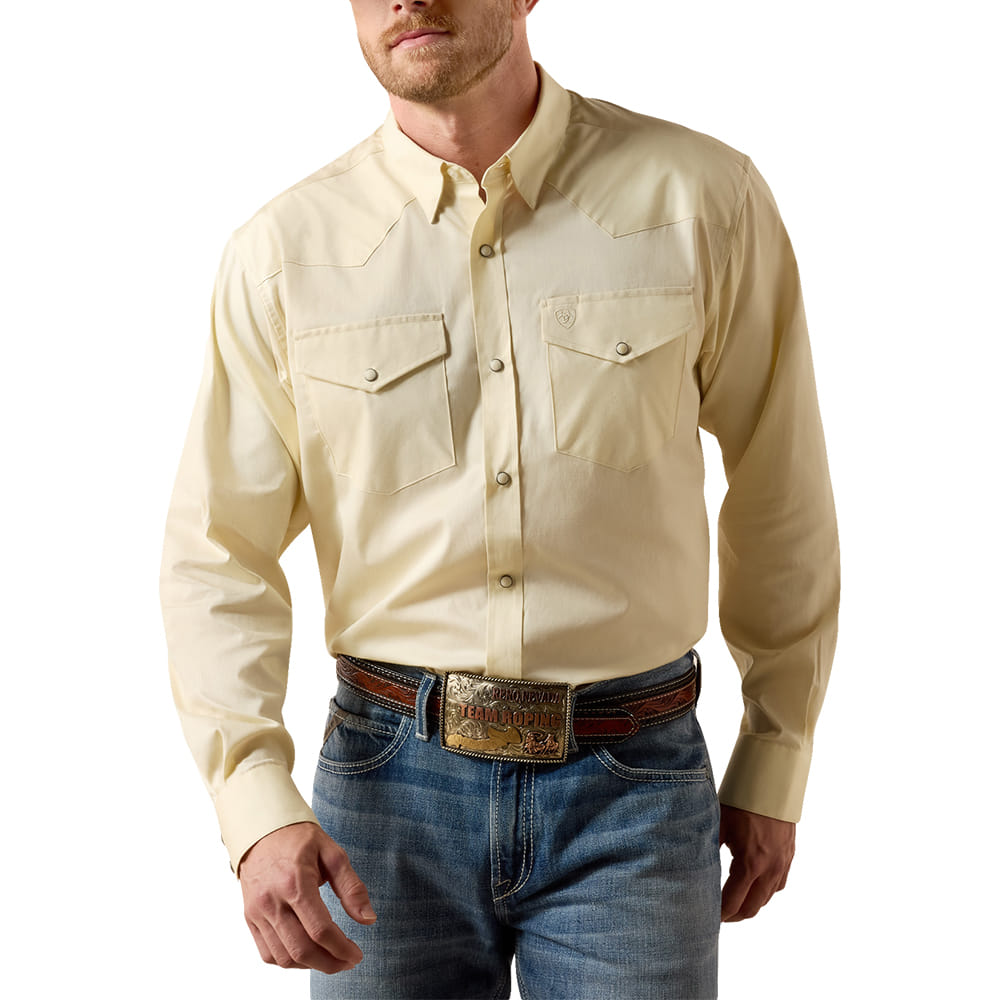 Ariat Apparel MENS SNAP LIGHTWEIGHT TWILL LONG SLEEVE SHIRT IN ALMOND OIL