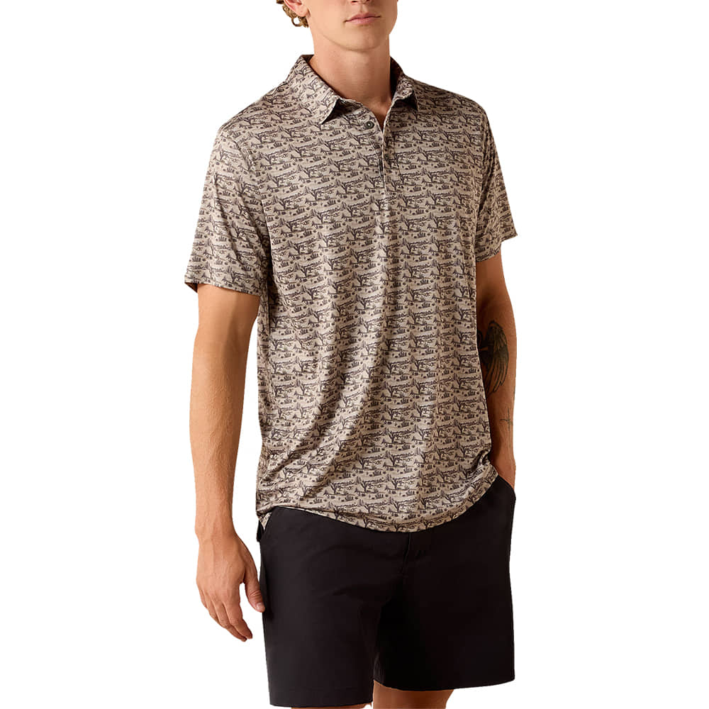 Ariat Apparel MNS All Over Print Heathered Fitted Polo
