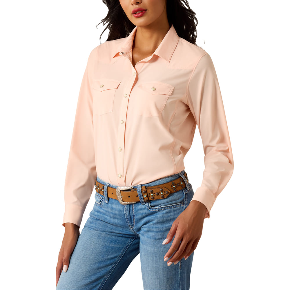 Ariat Apparel WOMENS WESTERN VENTTEK LONG SLEEVE SHIRT IN PEACH