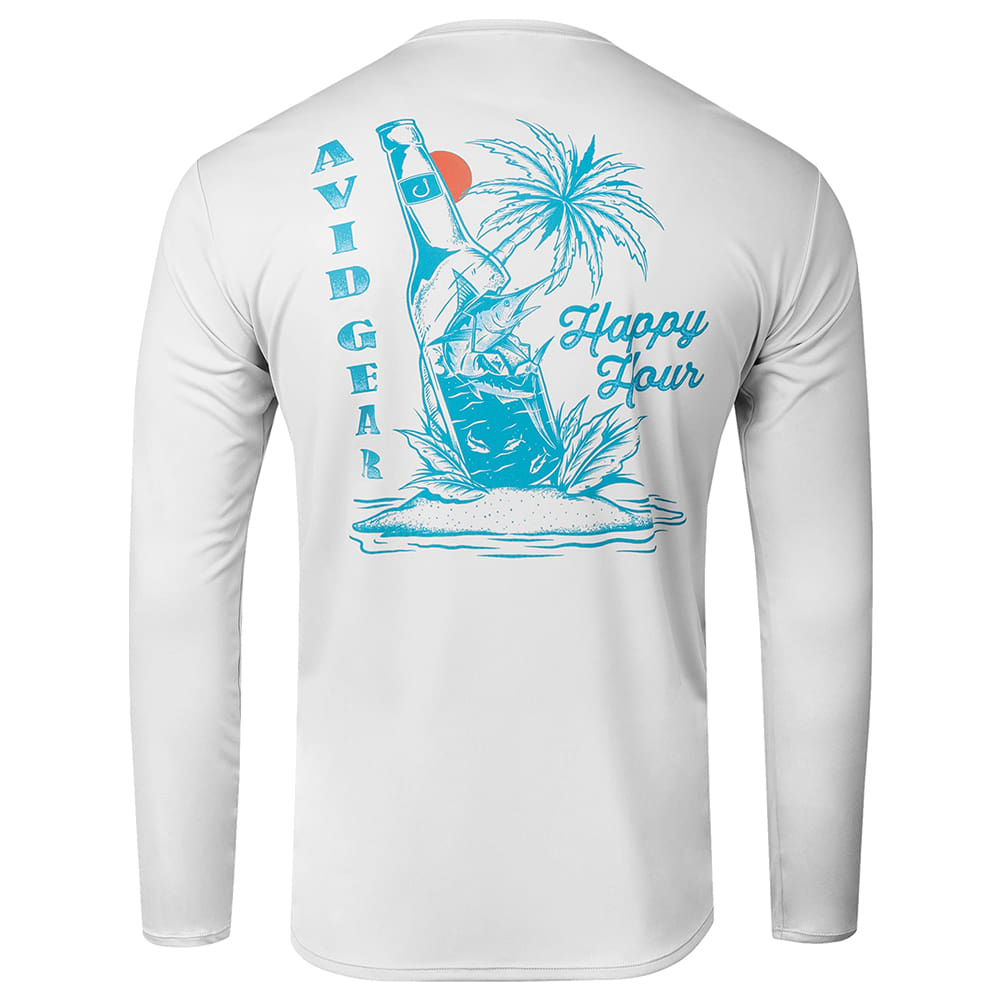 Avid Apparel Avid Happy Hour Avidry Men's Long Sleeve Graphic Tee In Glacier