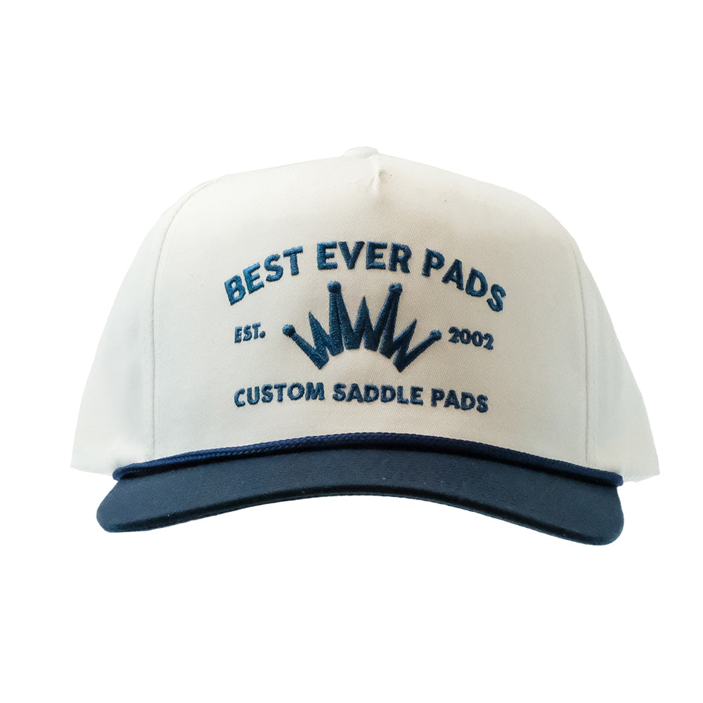 Best Ever Pads Hats Best Ever Pads Flat Brim White and Navy Rope Cap