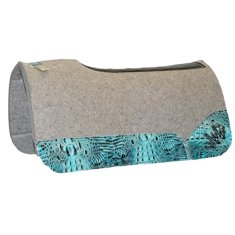 Best Ever Pads Tack Sea Turquoise / 30"X30" Best Ever Pads Kush Wool Saddle Pad - Crocodile Turquoise Wear Leather 1"x30"x30"