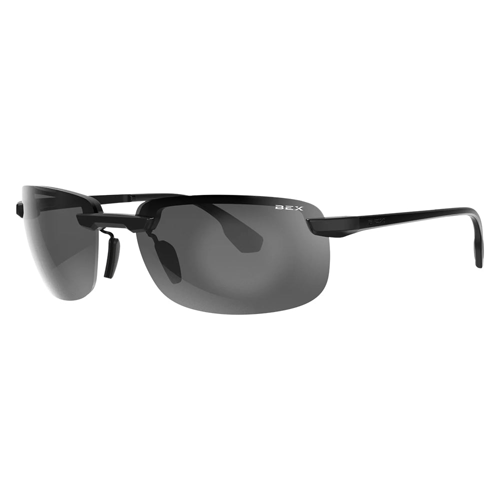 Bex Apparel BEX Ripley Hybrid Black Rimless Grey Silver Angler Pro Lens Sunglasses