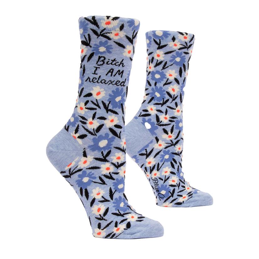 Blue Q Apparel Multi / OSFA Blue Q B**** I Am Relaxed Women's Crew Socks