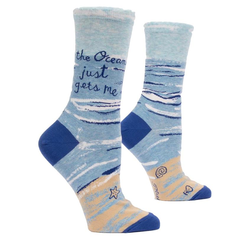Blue Q Apparel Multi / OSFA Blue Q The Ocean Just Gets Me Women's Crew Socks