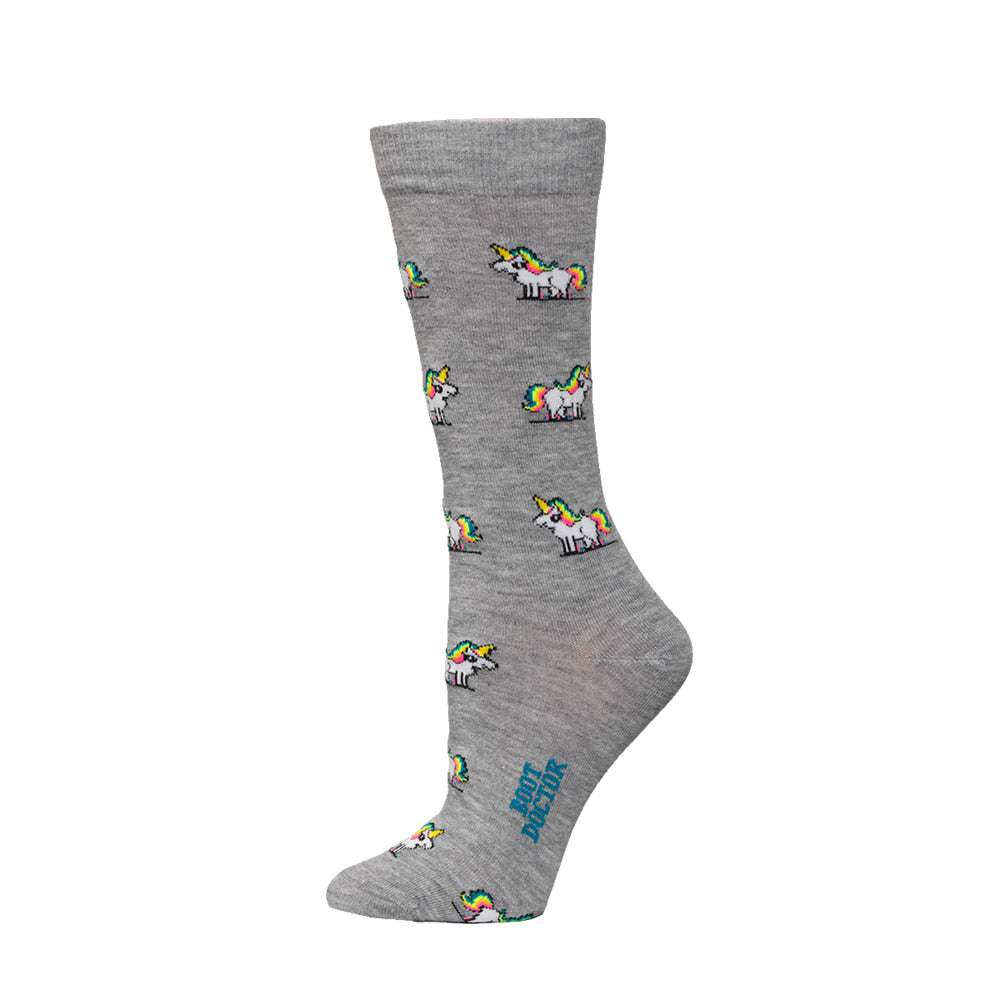 Boot Doctor Apparel Boot Doctor Ladies Grey Unicorn Crew Socks