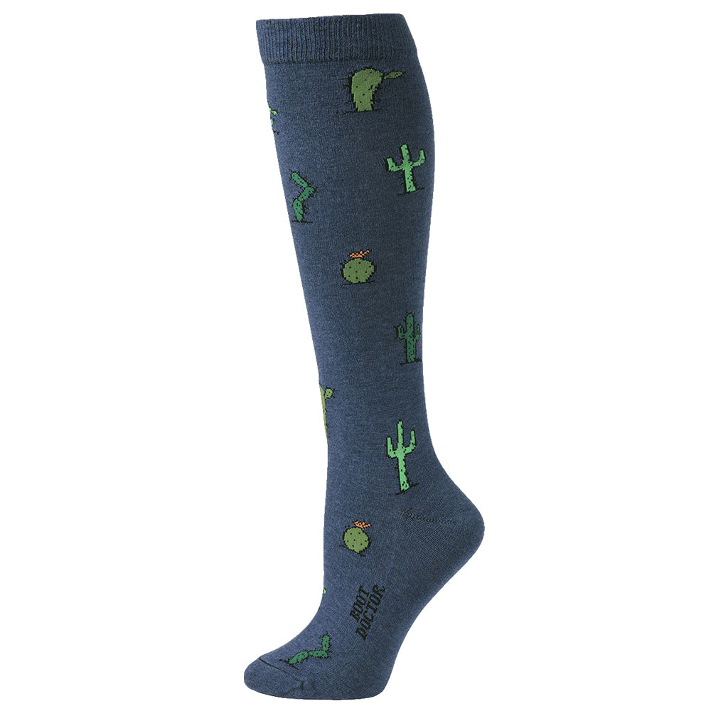 Boot Doctor Apparel Boot Doctor Ladies OTC Socks in Navy with Cactus Print