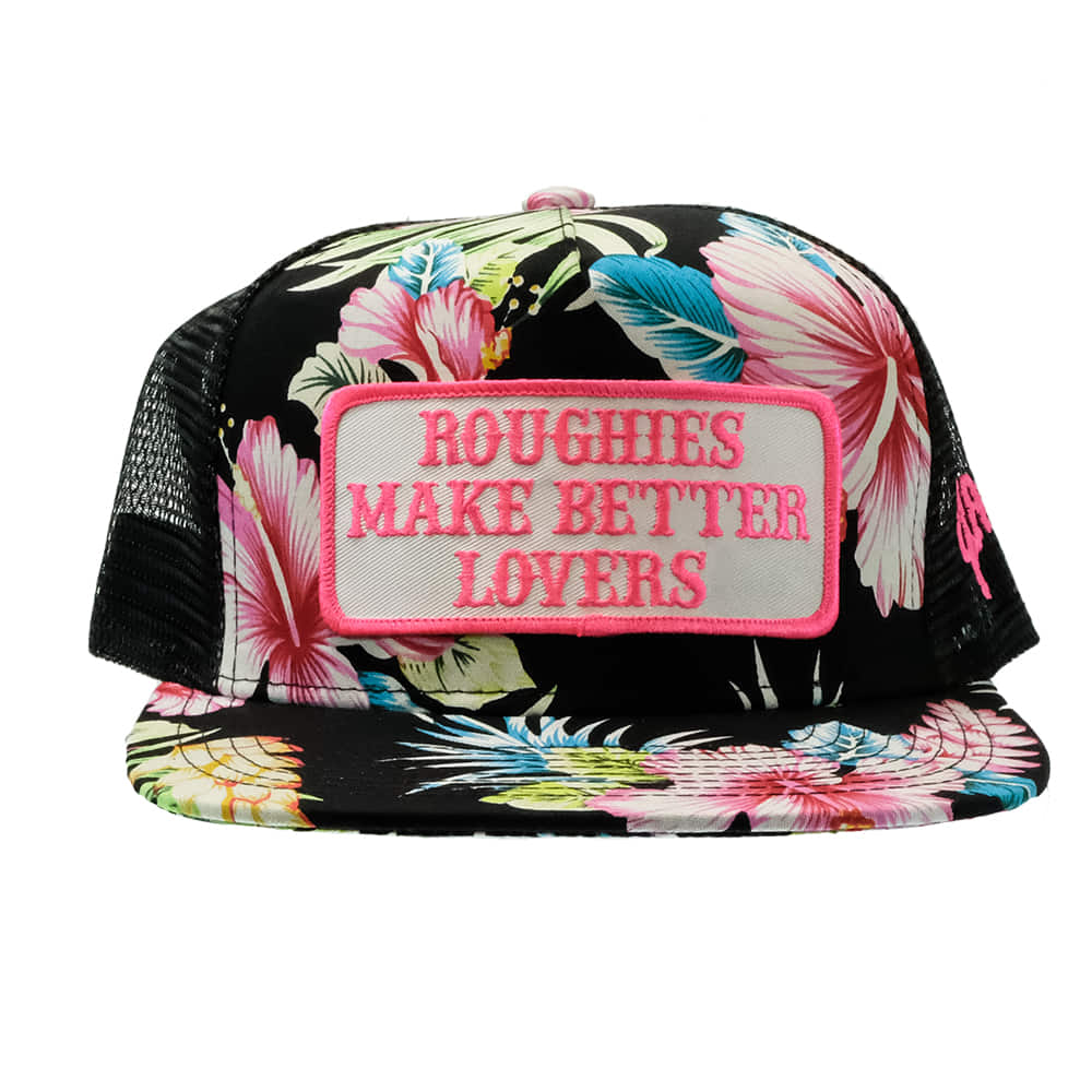 Cactus Alley Hat Co Hats Cactus Alley Hat Co Pink and White Patch Black Floral Snapback Cap