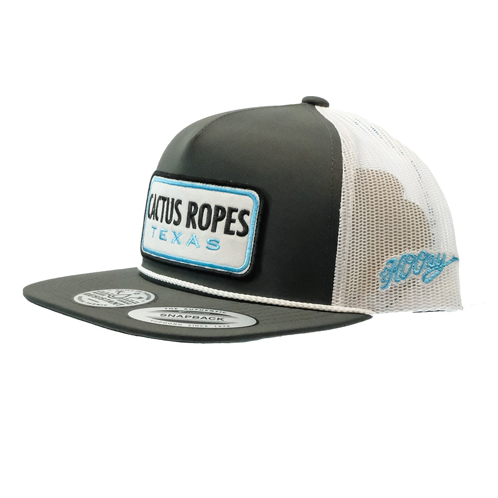 Cactus Ropes Hats Cactus Ropes Grey and White with Rectangle Patch Trucker Cap