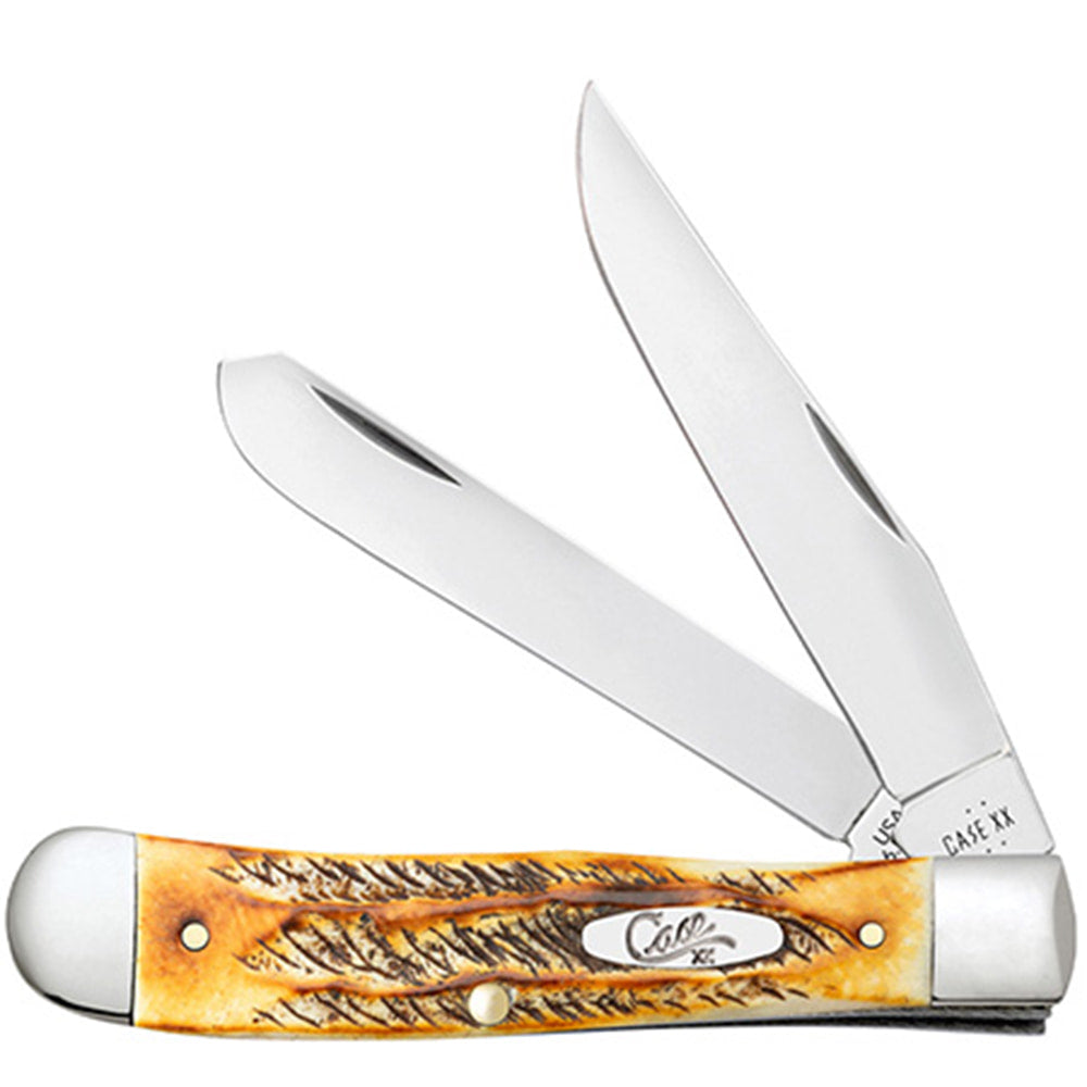 Case Knives Case 6.5 Bone Stag Trapper With Pocket Clip
