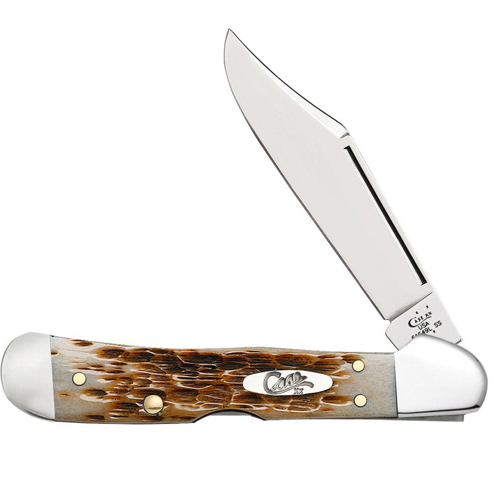 Case Knives Case Peach Seed Jig Amber Bone Mini CopperLock