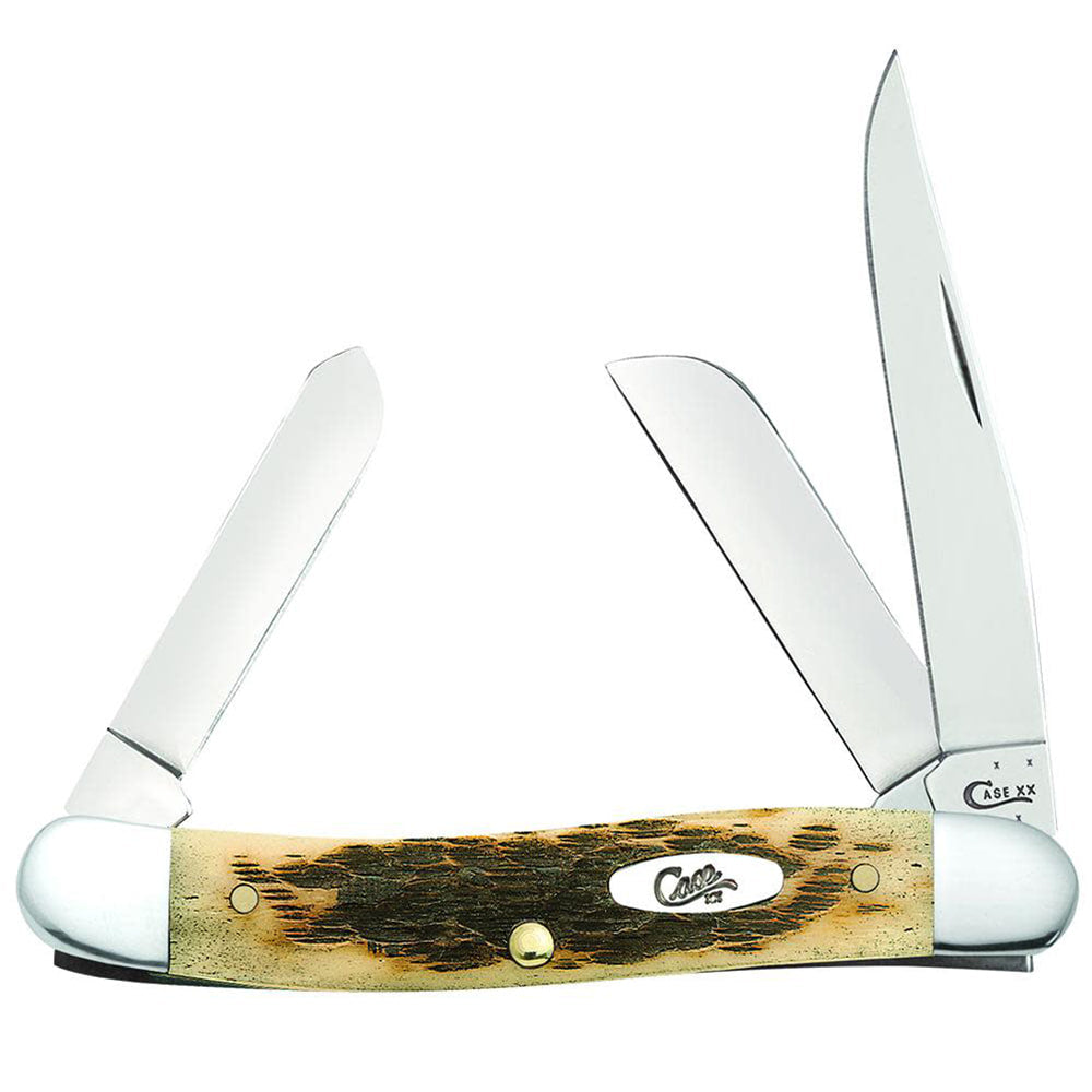 Case Knives Case Peach Seed Jig Medium Stockman In Amber Bone