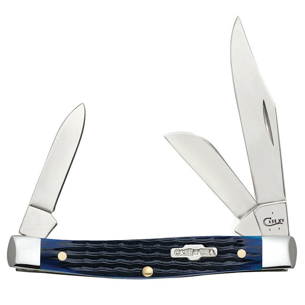 Case Knives Case Rogers Corn Cob Jig Blue Bone Medium Stockman with Pen Blade