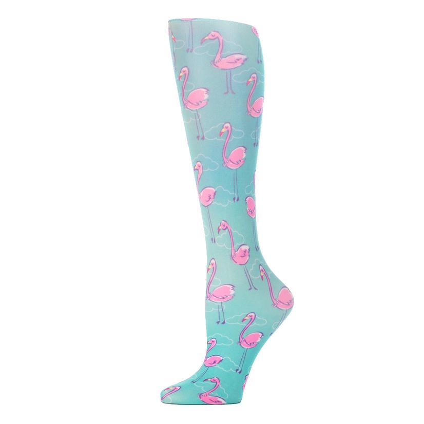 Celeste Stein Design Apparel Multi / OSFA Celeste Stein Designs Flamingos N Pearls 18" Trouser Sock
