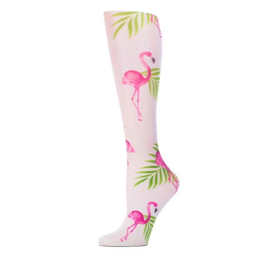Celeste Stein Design Apparel Multi / OSFA Celeste Stein Designs White Flamingo 18" Trouser Sock