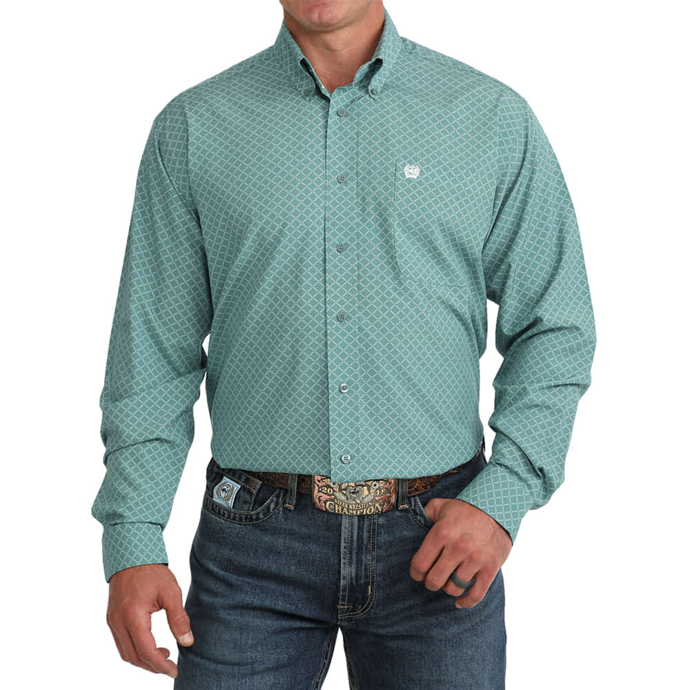 Cinch Apparel Arenaflex Printed Long Sleeve Button Down