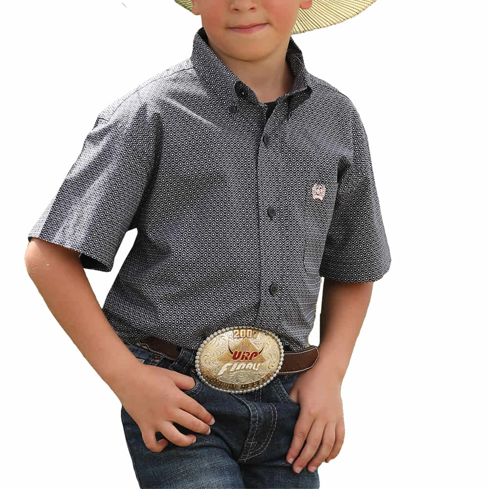 Cinch Apparel Boys SHort Sleeve Button Down
