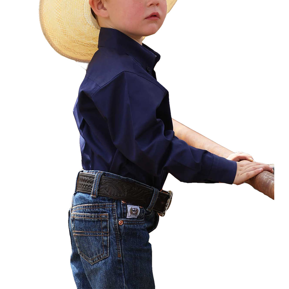 Cinch Apparel Cinch Boy's Infant Long Sleeve Solid Button-Down Shirt in Royal Blue
