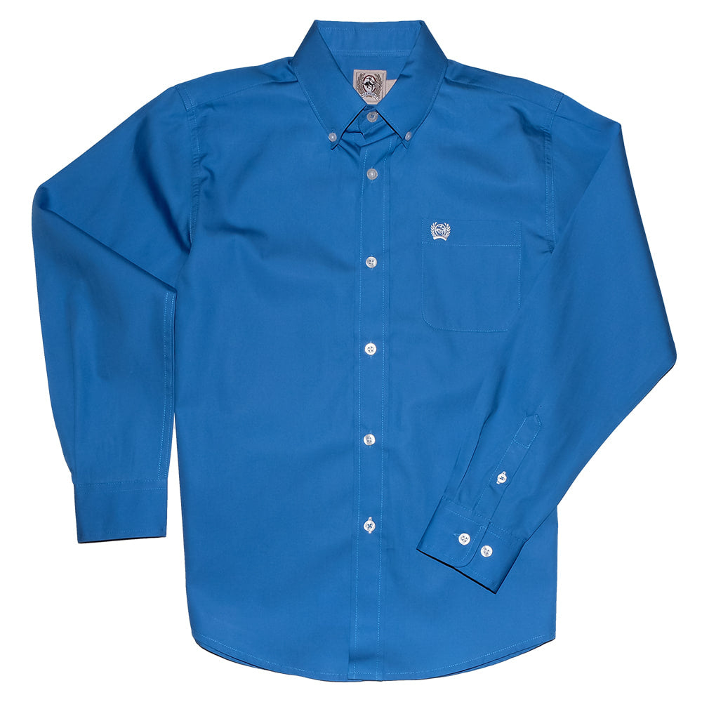 Cinch Apparel Cinch Boy's Solid Blue Button-Down Show Shirt