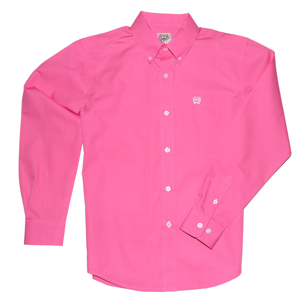 Cinch Apparel Cinch Boy's Solid Hot Pink Button-Down Show Shirt
