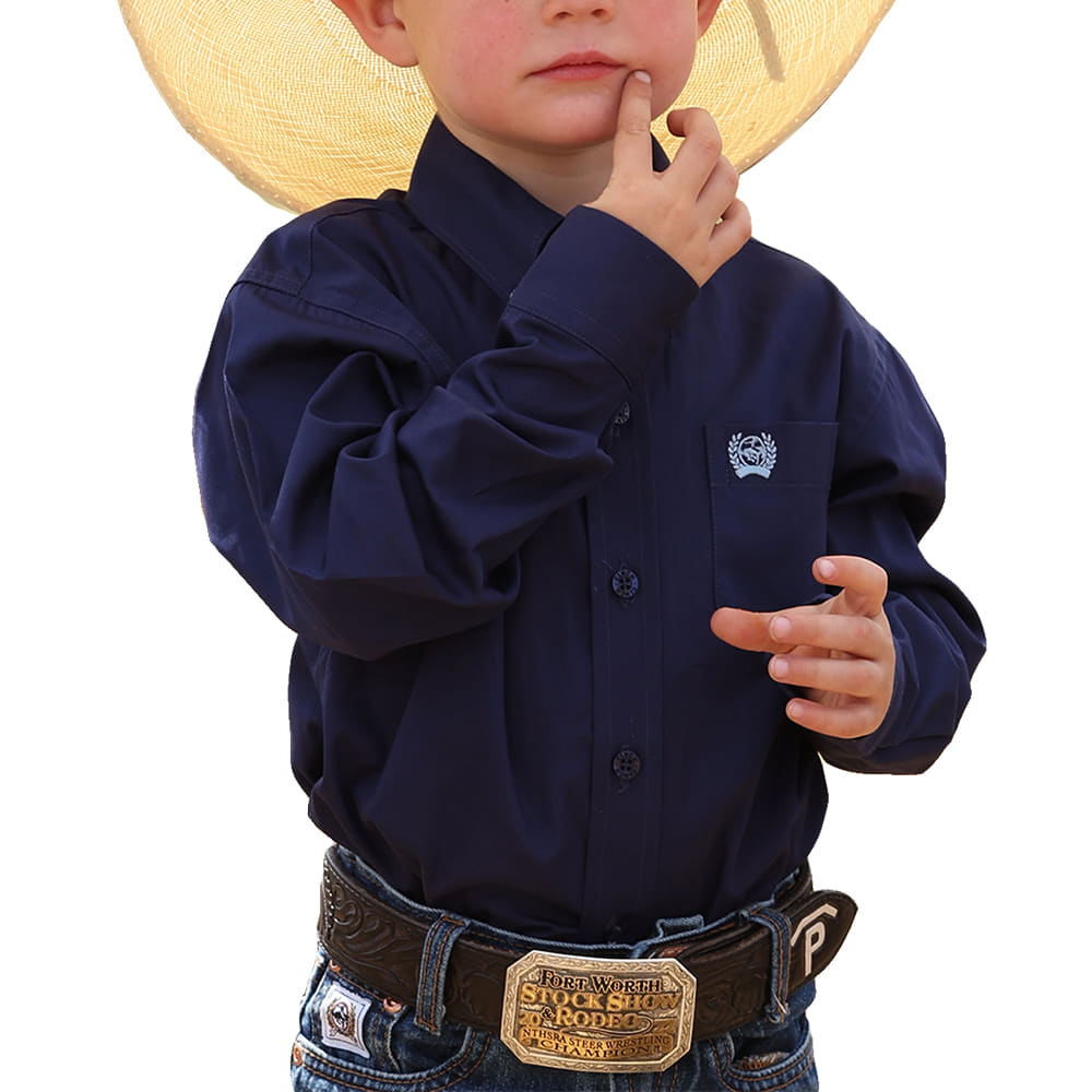 Cinch Apparel Cinch Boy's Toddler Long Sleeve Solid Button-Down Shirt in Royal Blue