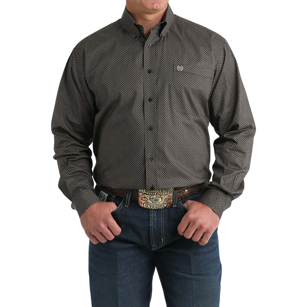 Cinch Apparel Cinch Brown Plaid Print Long Sleeve Men's Shirt