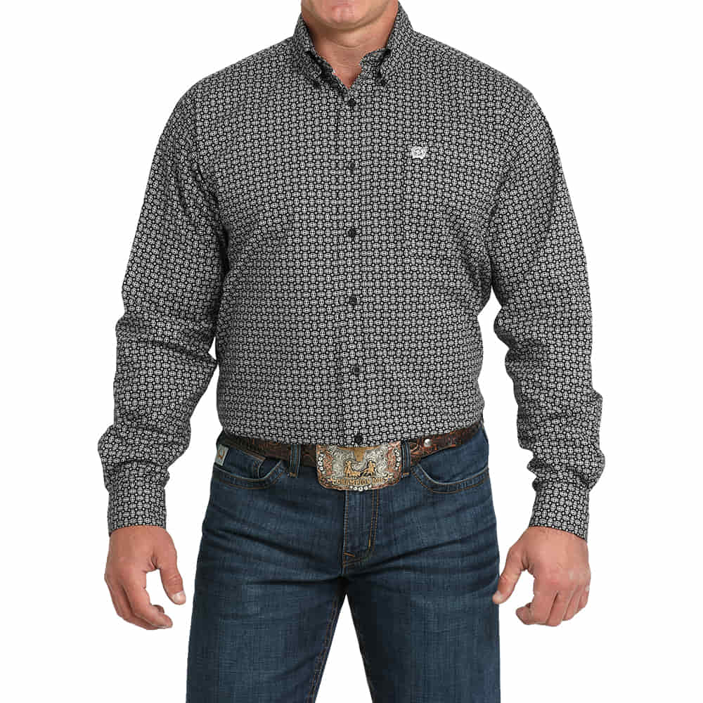 Cinch Apparel Cinch Classic Black and White Long Sleeve Button Down Men's Shirt