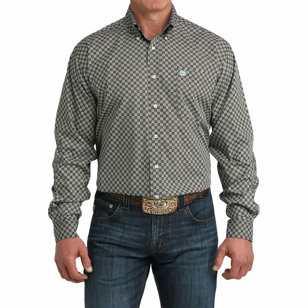 Cinch Apparel Cinch Grey Tencel Stripe Long Sleeve Button Down Men's Shirt