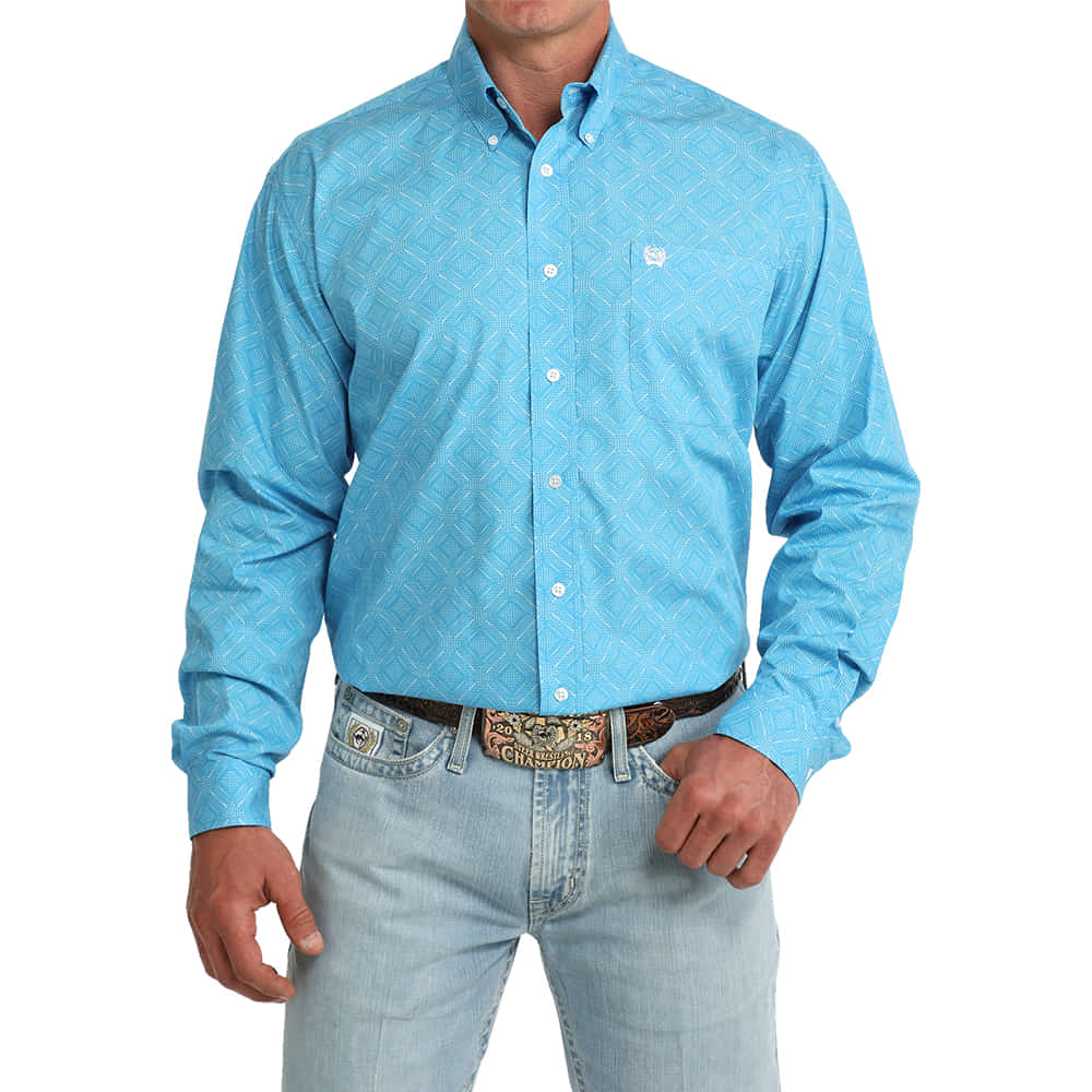 Cinch Apparel Cinch Long Sleeve Men's Button-Down Shirt in Blue