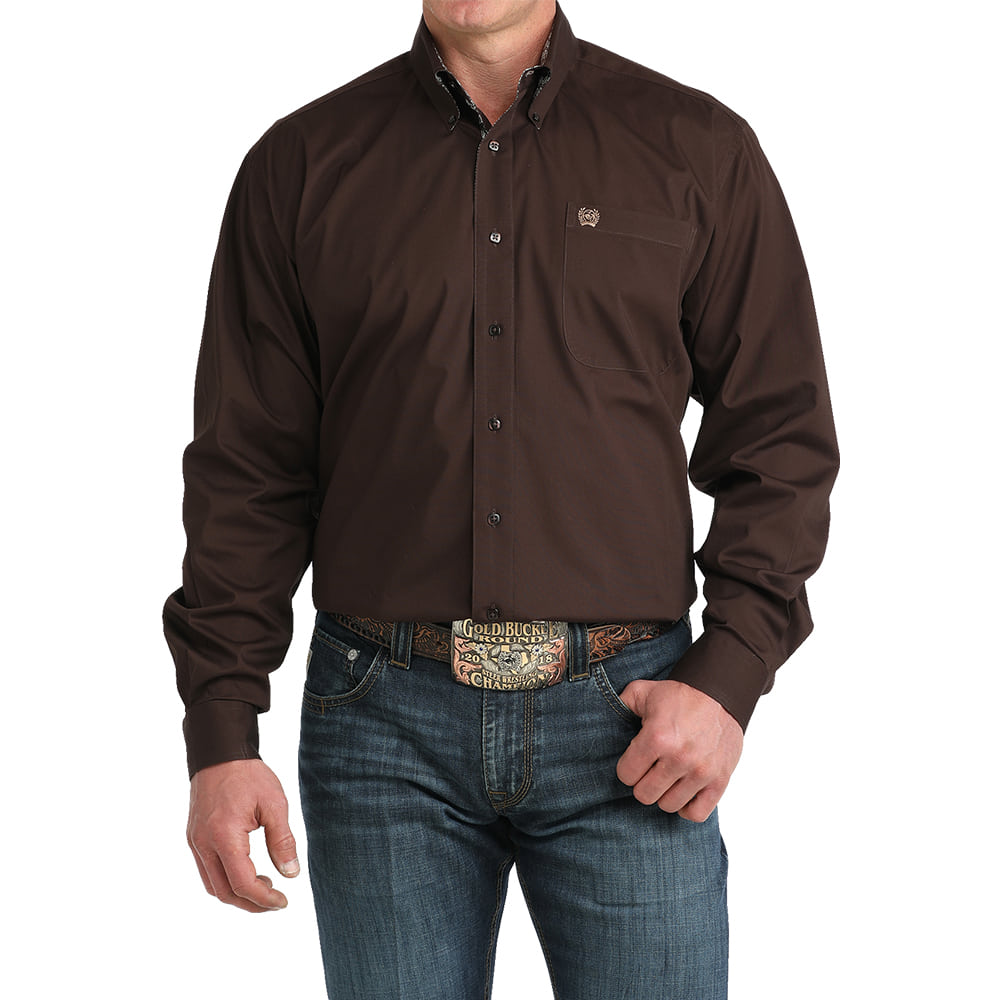 Cinch Apparel Cinch Men's Brown Long Sleeve Button-Down Shirt