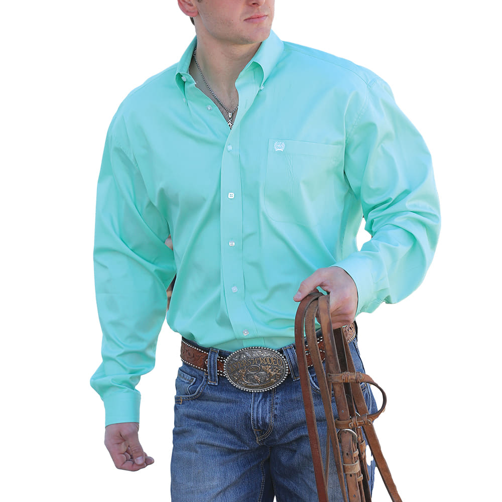 Cinch Apparel Cinch Men's Button Down Solid Mint Green Long Sleeve Men's Shirt