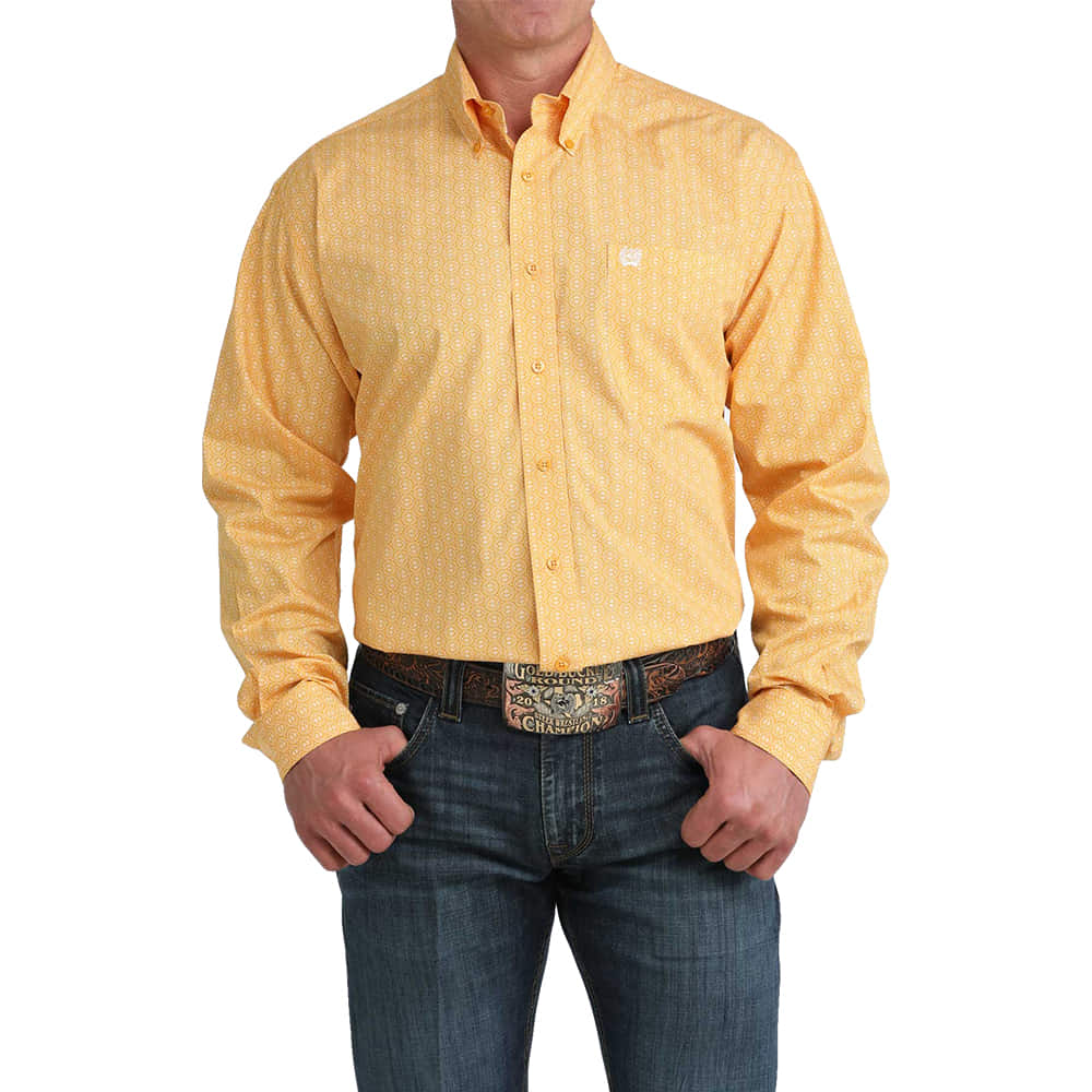 Cinch Apparel Cinch Men's Long Sleeve Button-Down Shirt in Gold