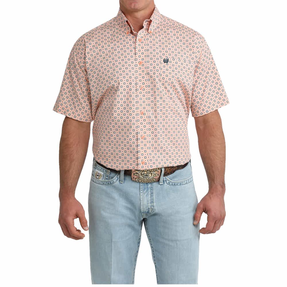 Cinch Apparel Cinch Men's Short Sleeve Button-Down Shirt in Coral