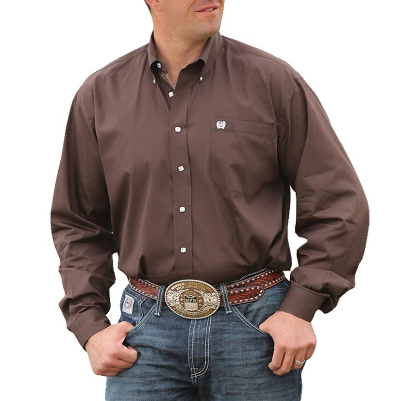 Cinch Apparel Cinch Men's Solid Brown Long Sleeve