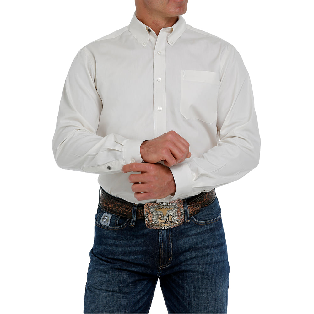 Cinch Apparel Cinch Modern Fit Cream Long Sleeve Button-Down Men's Shirt