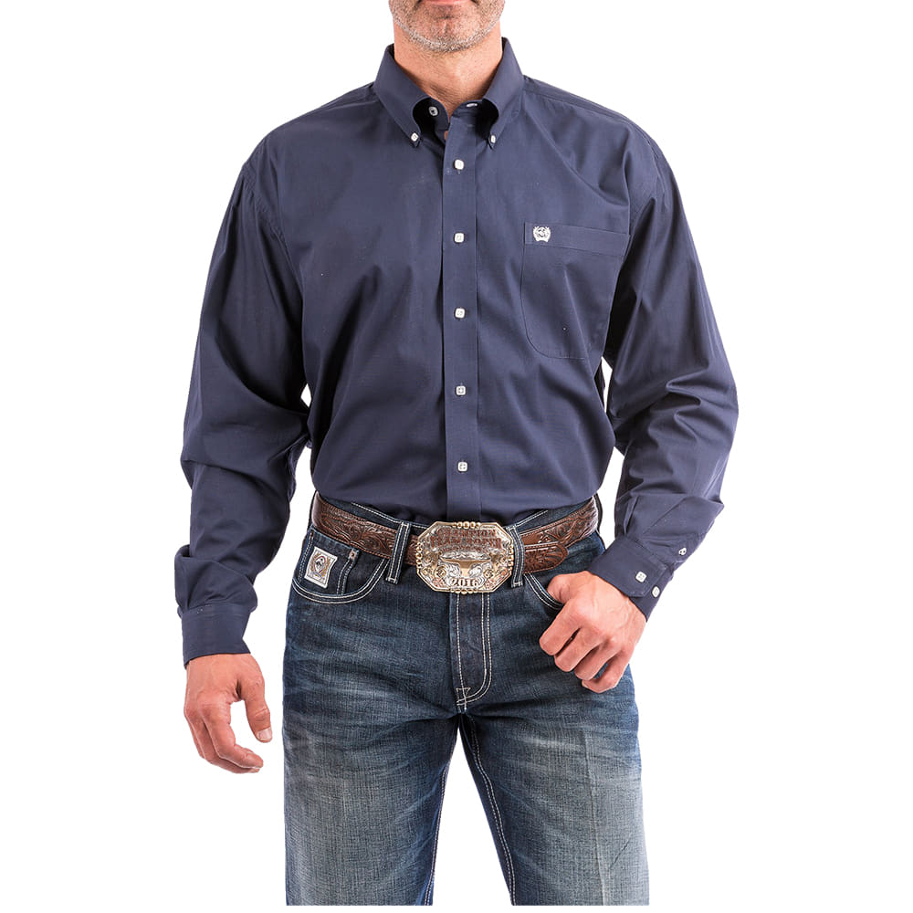 Cinch Apparel Cinch Navy Long Sleeve Button-Down Men's Shirt