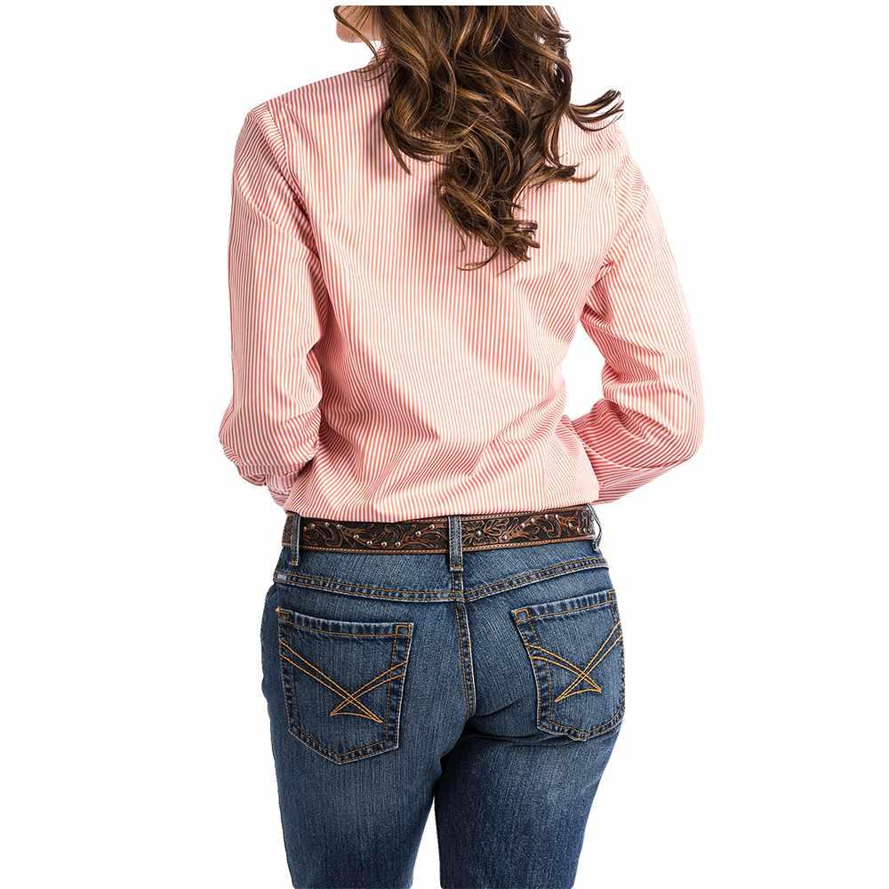 Cinch Apparel Cinch Pink Tencel Stripe Button Down Long Sleeve Women's Shirt
