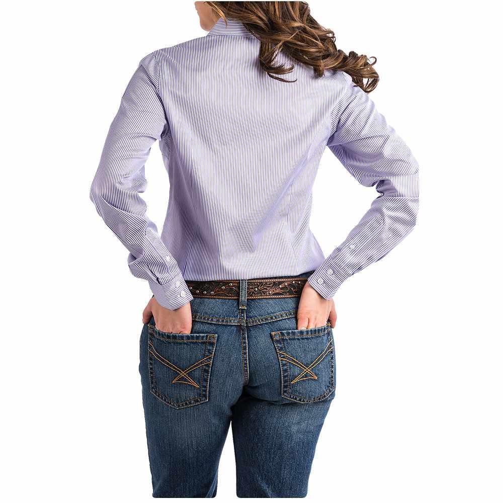 Cinch Apparel Cinch Purple Tencel Stripe Button Down Long Sleeve Women's Shirt