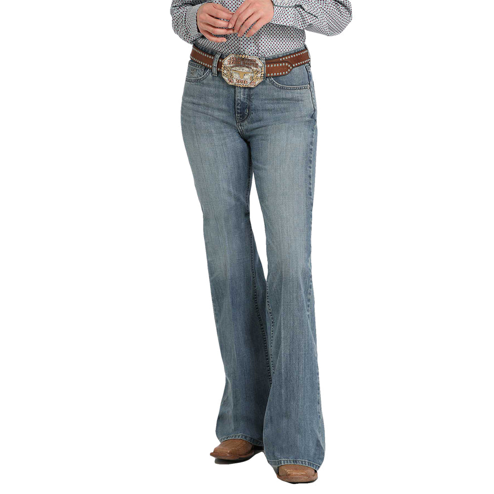 Cinch Apparel Cinch Tatum High Rise Ladies Trouser Jeans In Medium Stonewash